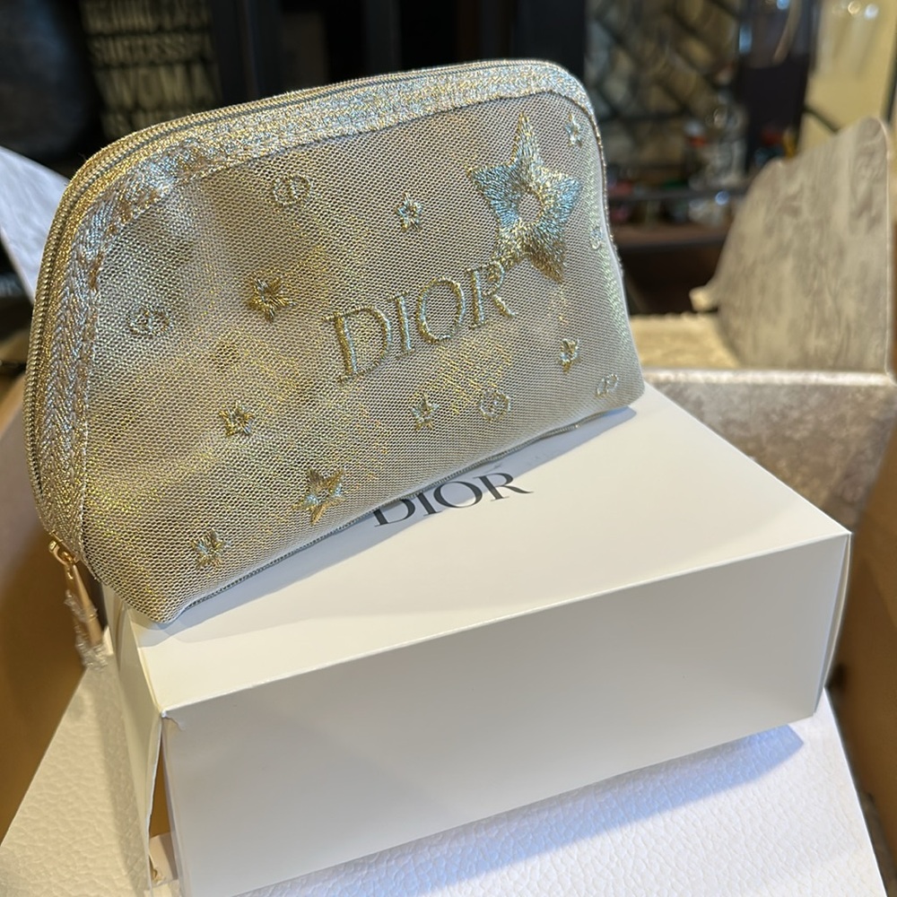 Dior Shimmering Gold Cosmetic Bag